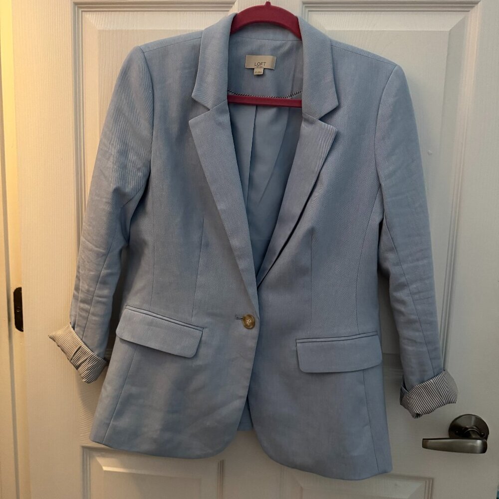 Baby Blue Lined Blazer LOFT